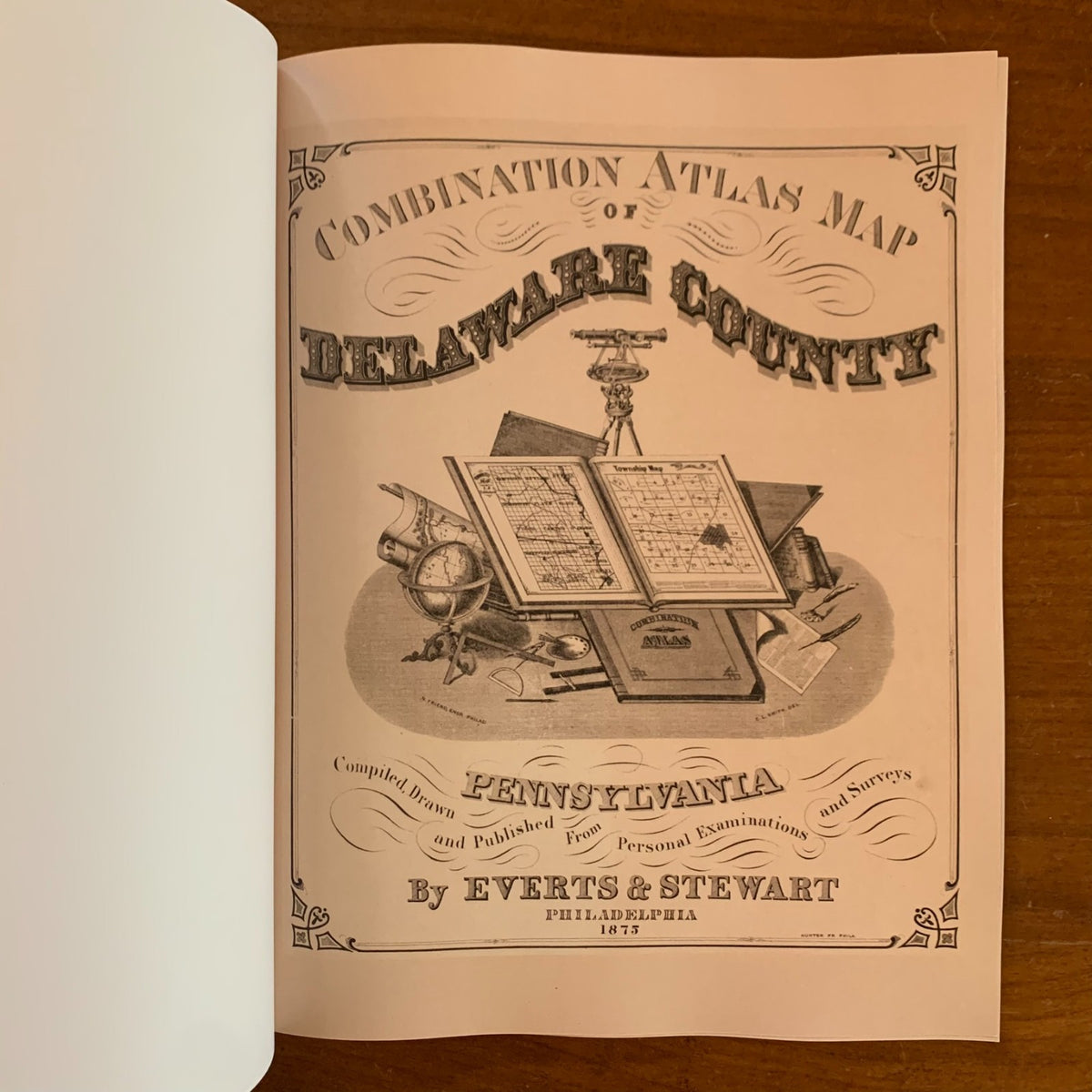 1875 Combination Atlas Map of Delaware County, Pennsylvania