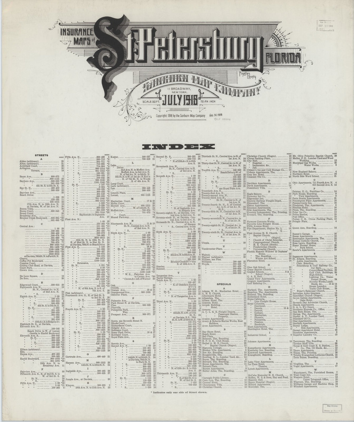1918 Fire Insurance Maps and Atlas of St. Petersburg, Florida