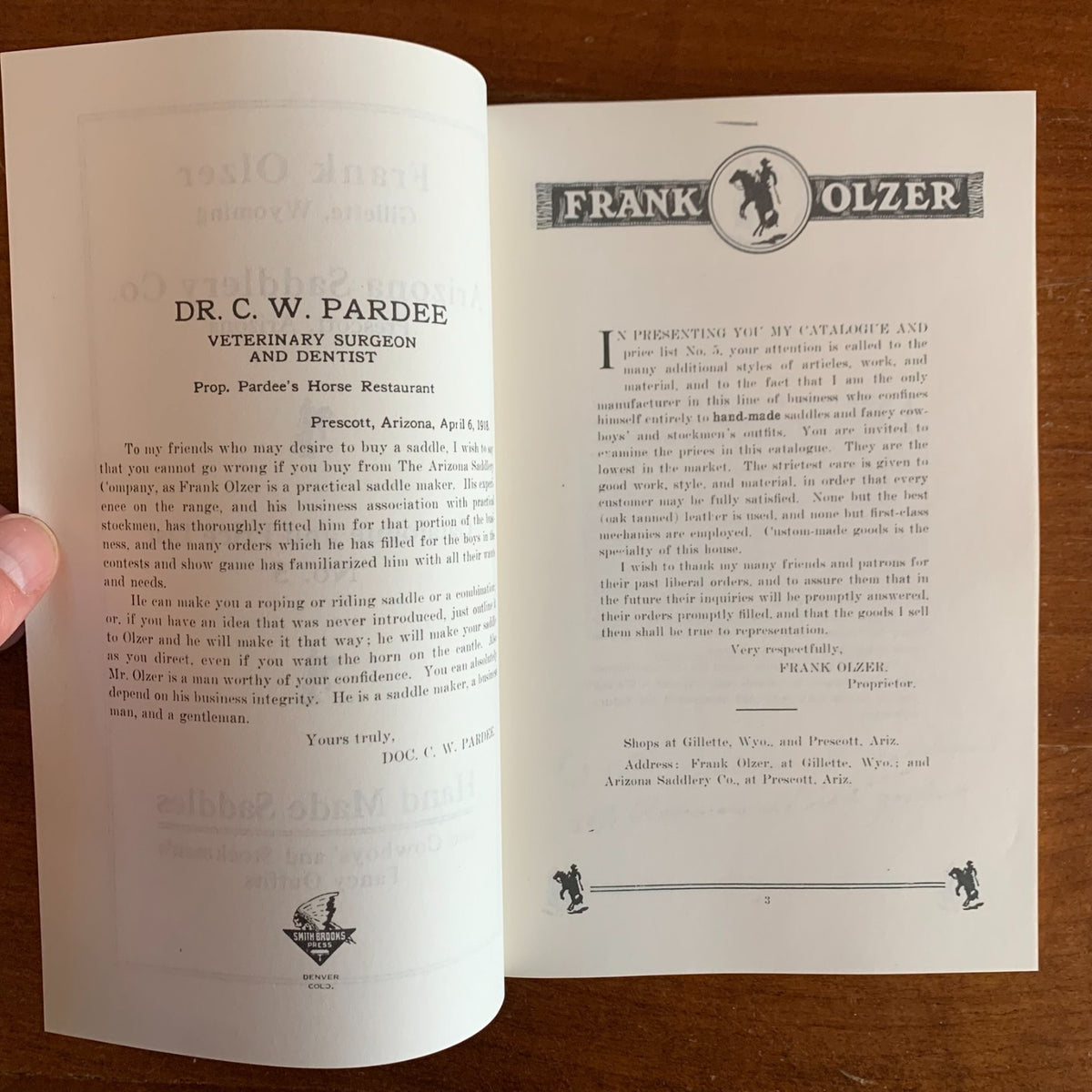 Frank Olzer & Arizona Saddlery Co. Catalogue and Price List No. 5
