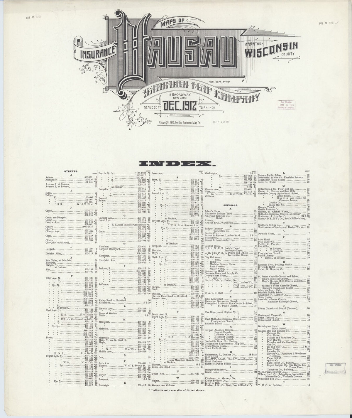1912 Fire Insurance Maps and Atlas of Wausau, Wisconsin