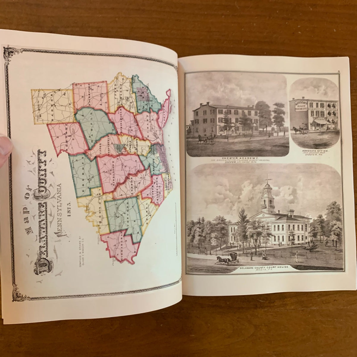 1875 Combination Atlas Map of Delaware County, Pennsylvania