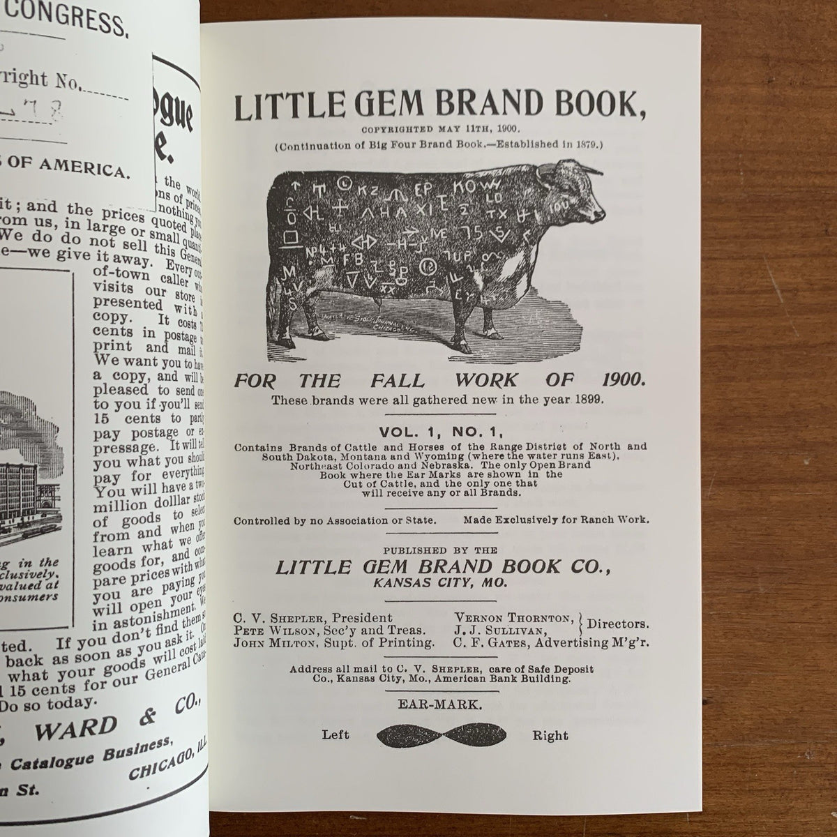 1900 Little Gem Brand Book: Wyoming Montana Colorado Dakota Nebraska Cattle