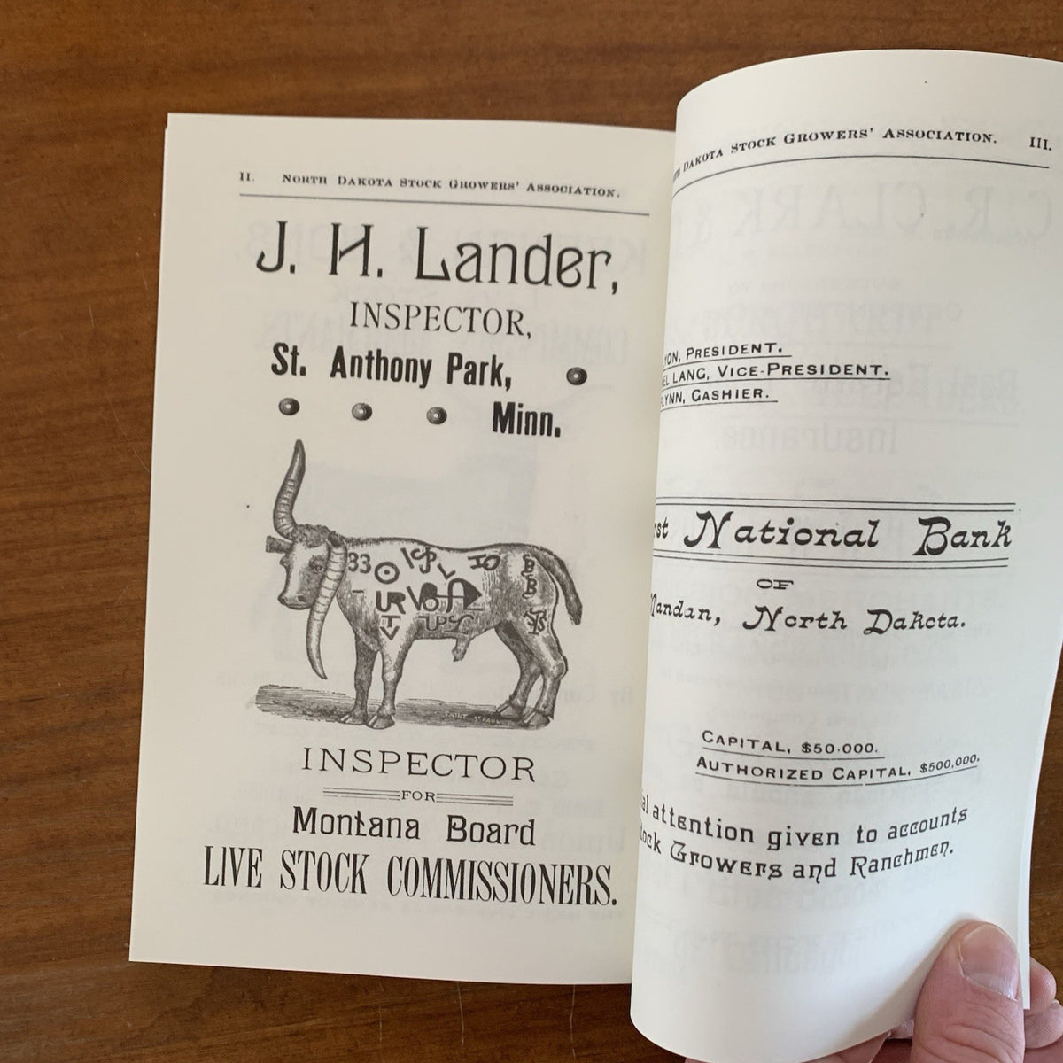 1892 Brand Book of the North Dakota Stockgrowers’ Association