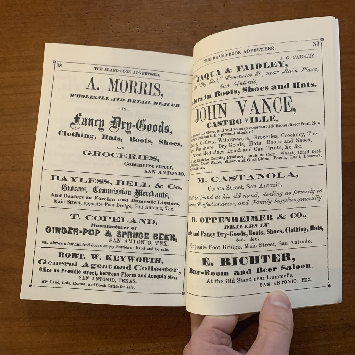 1865 Texas Cattle Brand Book — Stock Directory, or Book of Marks and Brands