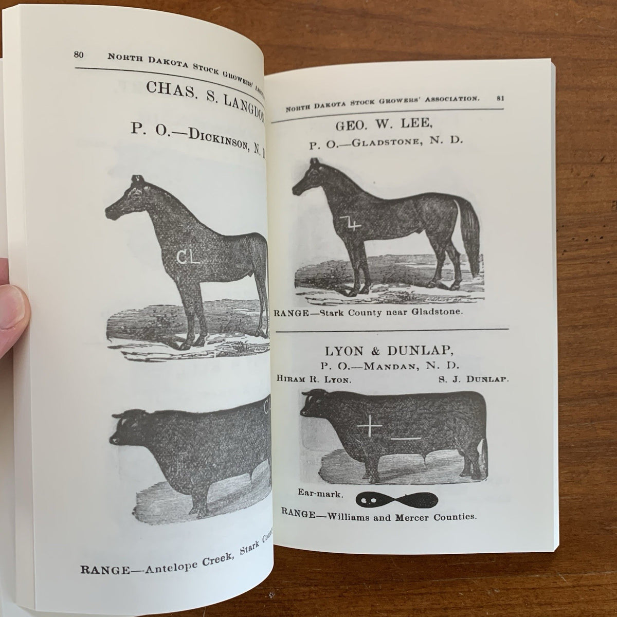 1892 Brand Book of the North Dakota Stockgrowers’ Association