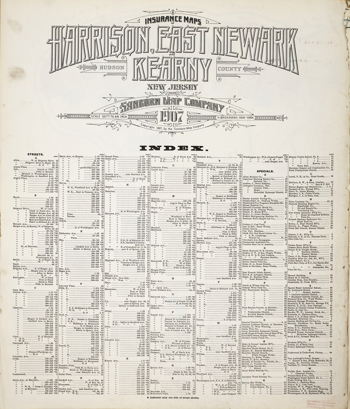 1907 Fire Insurance Maps and Atlas of Harrison, East Newark & Kearny, New Jersey