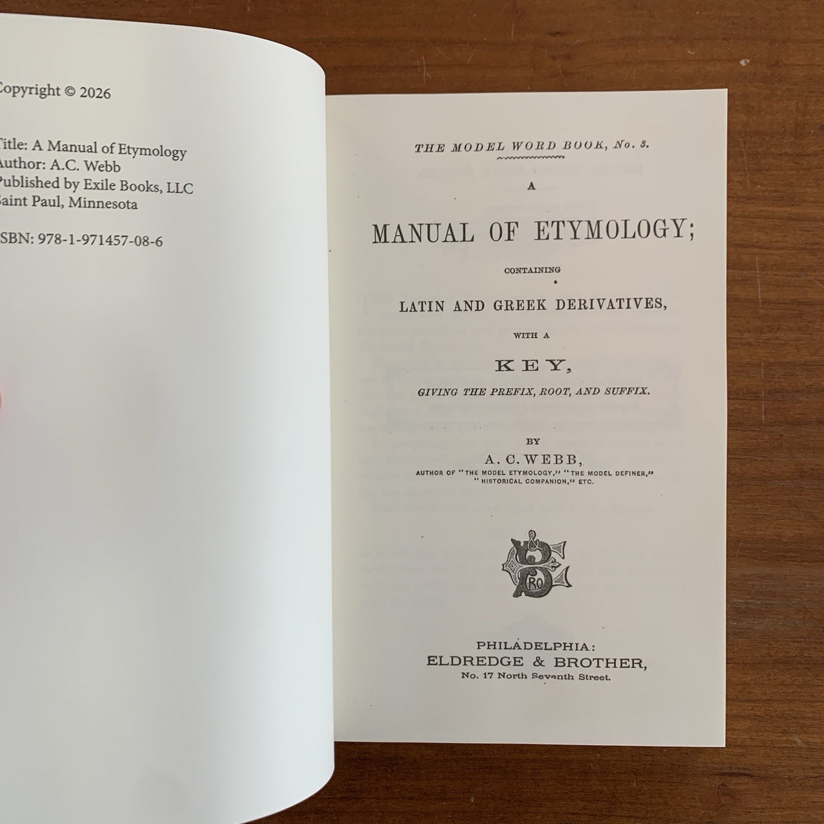 1879 A Manual of Etymology Containing Latin and Greek Derivatives Webb