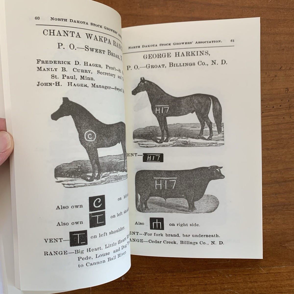 1892 Brand Book of the North Dakota Stockgrowers’ Association