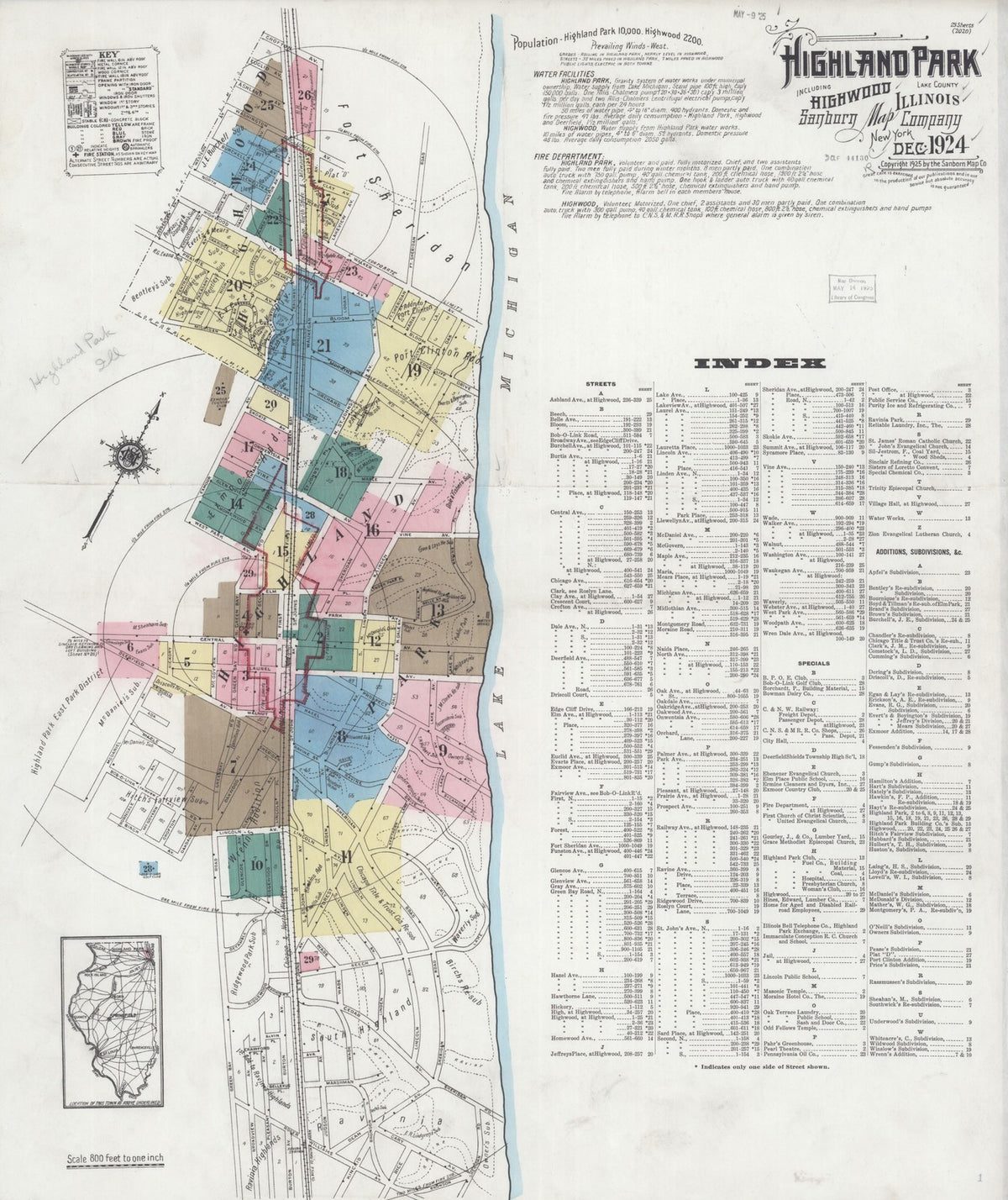 1924 Fire Insurance Maps and Atlas of Highland Park and Highwood, Illinois