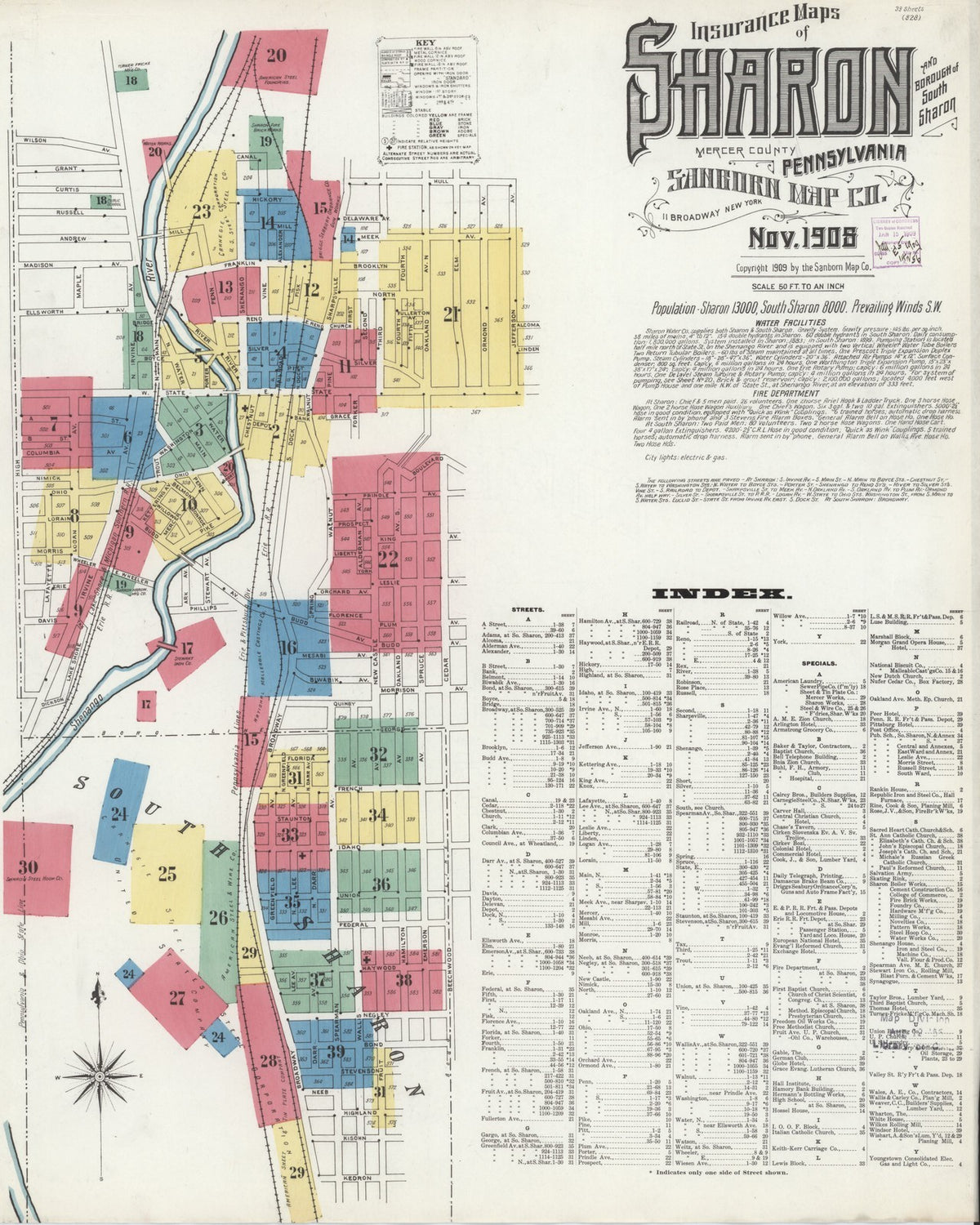 1908 Fire Insurance Maps and Atlas of Sharon and South Sharon, Pennsylvania