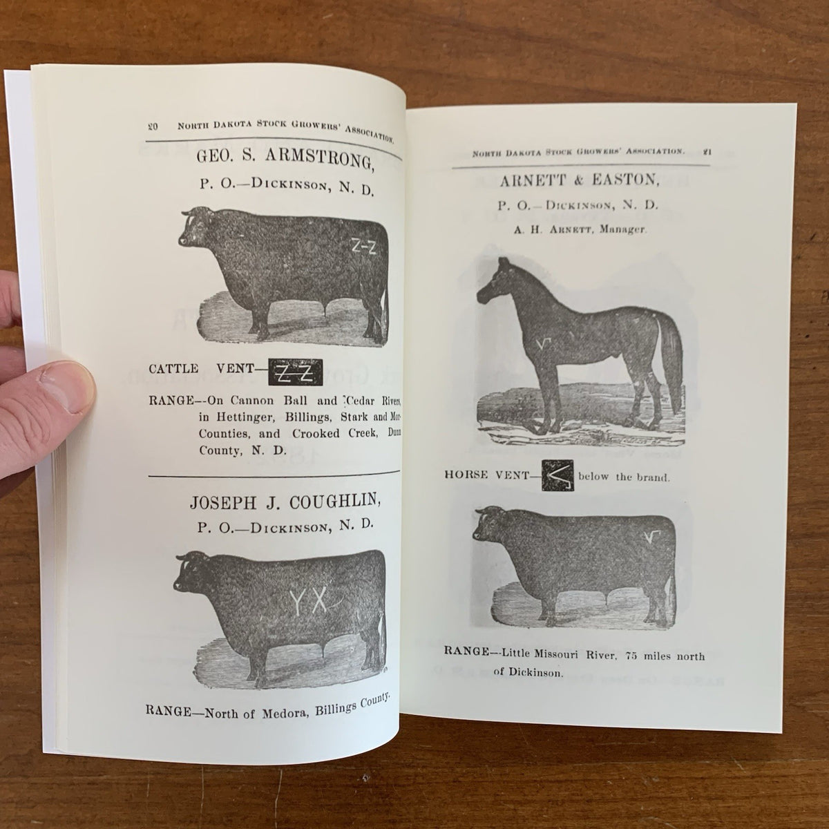 1892 Brand Book of the North Dakota Stockgrowers’ Association