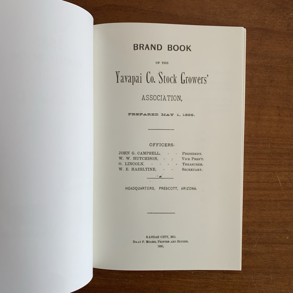 1885 Brand Book of Yavapai County [Arizona] Stock Growers’ Association
