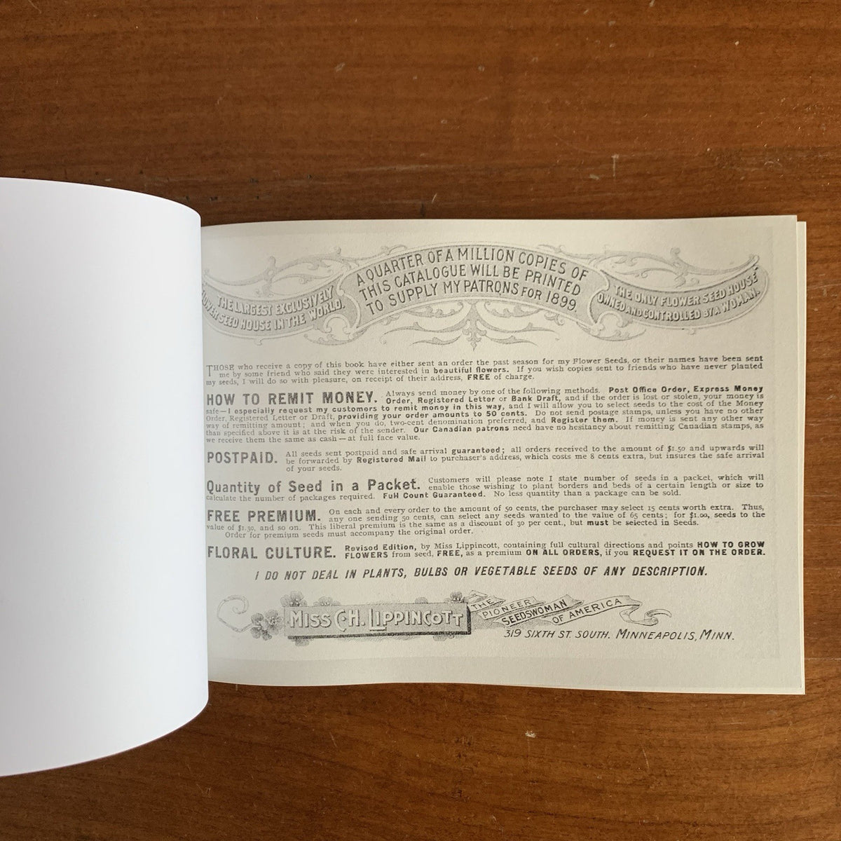 1899 Flower Seeds Miss C.H. Lippincott's Illustrated Seed Catalog