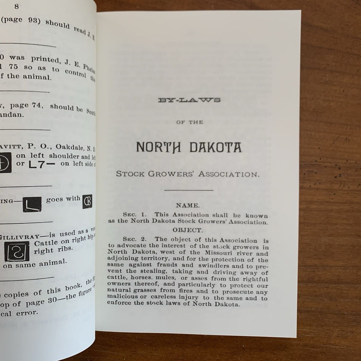 1892 Brand Book of the North Dakota Stockgrowers’ Association