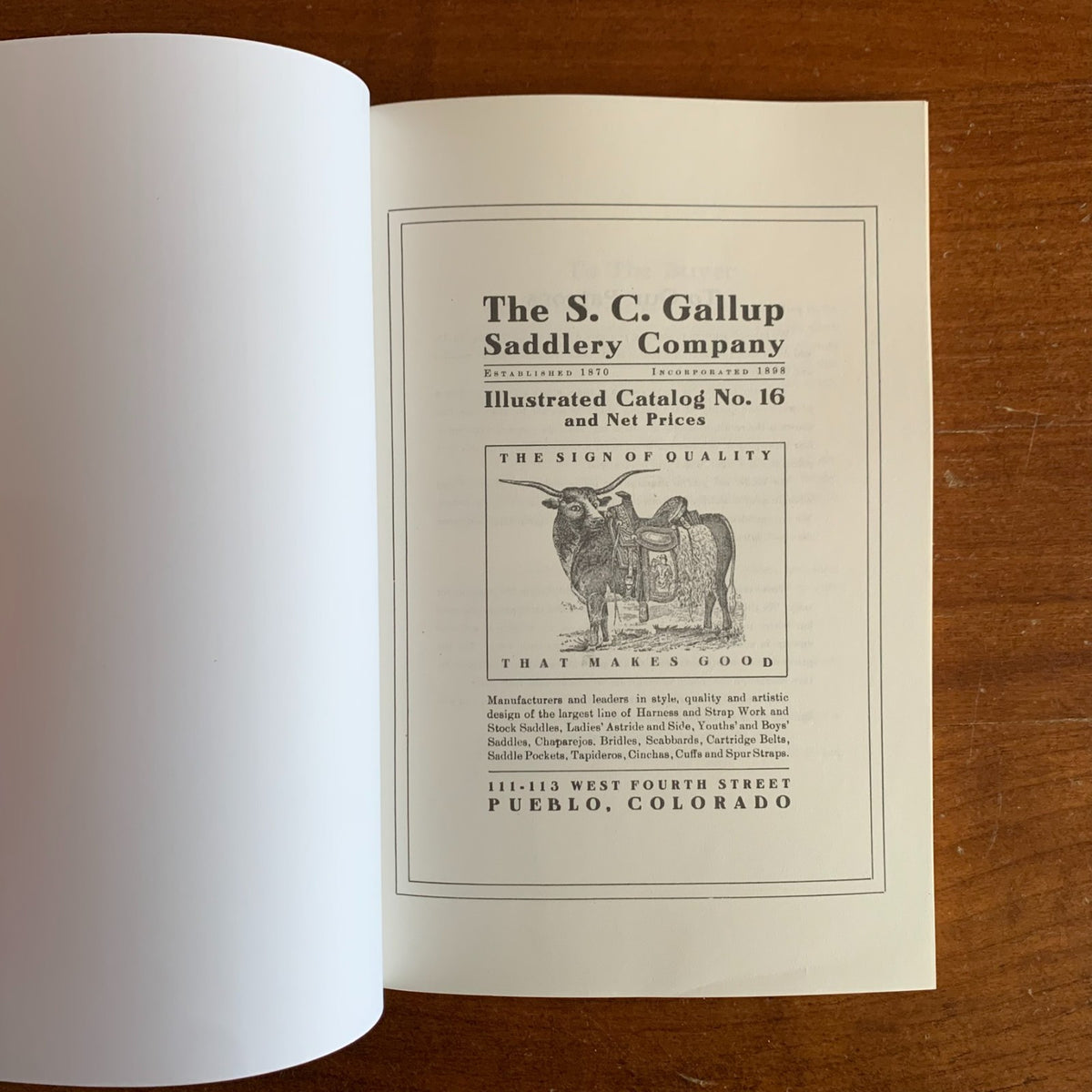 The S. C. Gallup Saddlery Company Illustrated Catalog No. 16